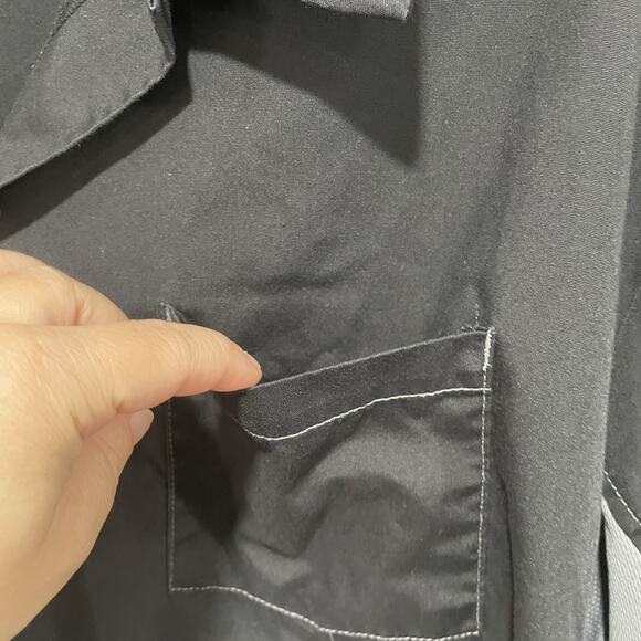 Chefworks Mens Button Down Shirt Uniform XL Black Gray Kitchen Pocket Collared - Picture 5 of 6